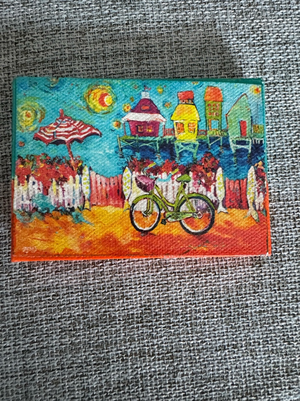 Small canvas “Happy Place" by the renowned Florida artist Leoma Lovegrove.